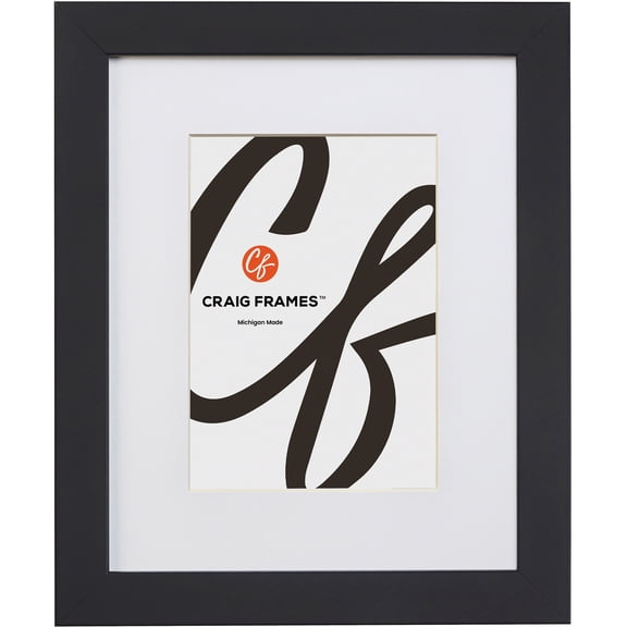 CRAIG FRAMES Essentials, Black Picture Frame with White Mat Opening 13x15 (Matted 9x12)