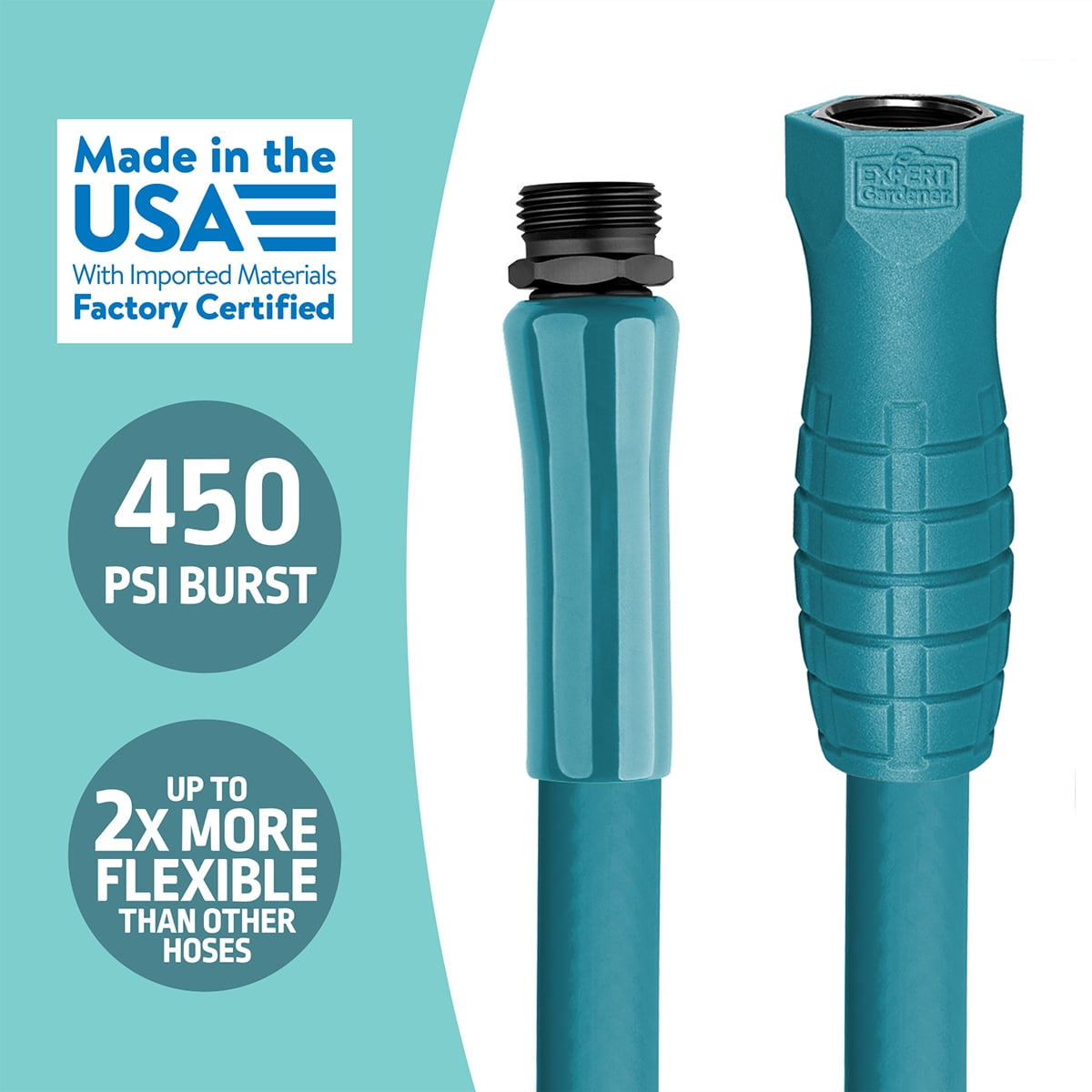 Expert Gardener 5/8" x 100 ft Heavy Duty Hybrid Polymer Garden Hose