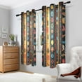 thumbnail image 2 of Yayeee Window Curtains Light Filtering 63"x52" Grommet Panel Pair Home Living Room Decor, Orange Geometric, 2 of 7
