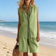 thumbnail image 6 of mihongmao Country Concert Outfits for Ladies Vacation Sets Women's Casual 2 Piece Outfit Long Sleeve Button Down Cardigan and Loose Wide Leg Cargo Pants with Pockets Tracksuit Set Green M, 6 of 6