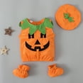 thumbnail image 3 of Odeerbi Infant Boys Girls Outfits Baby Layette Set Halloween Pumpkin Print Romper Jumpsuit Fashion Sleeveless Pumpkin Face Role Play Crawler Onesie Bodysuit Set Orange, 3 of 8