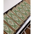 thumbnail image 7 of Stair Treads for Wooden Steps, Green Boho Peel and Stick Stair Treads with Adhesive, Farmhouse Tribal Vintage Tribal Texture Non Slip Indoor Stairs Runner Rugs Mats for Elders Dogs 8"x30"7PCS, 7 of 7