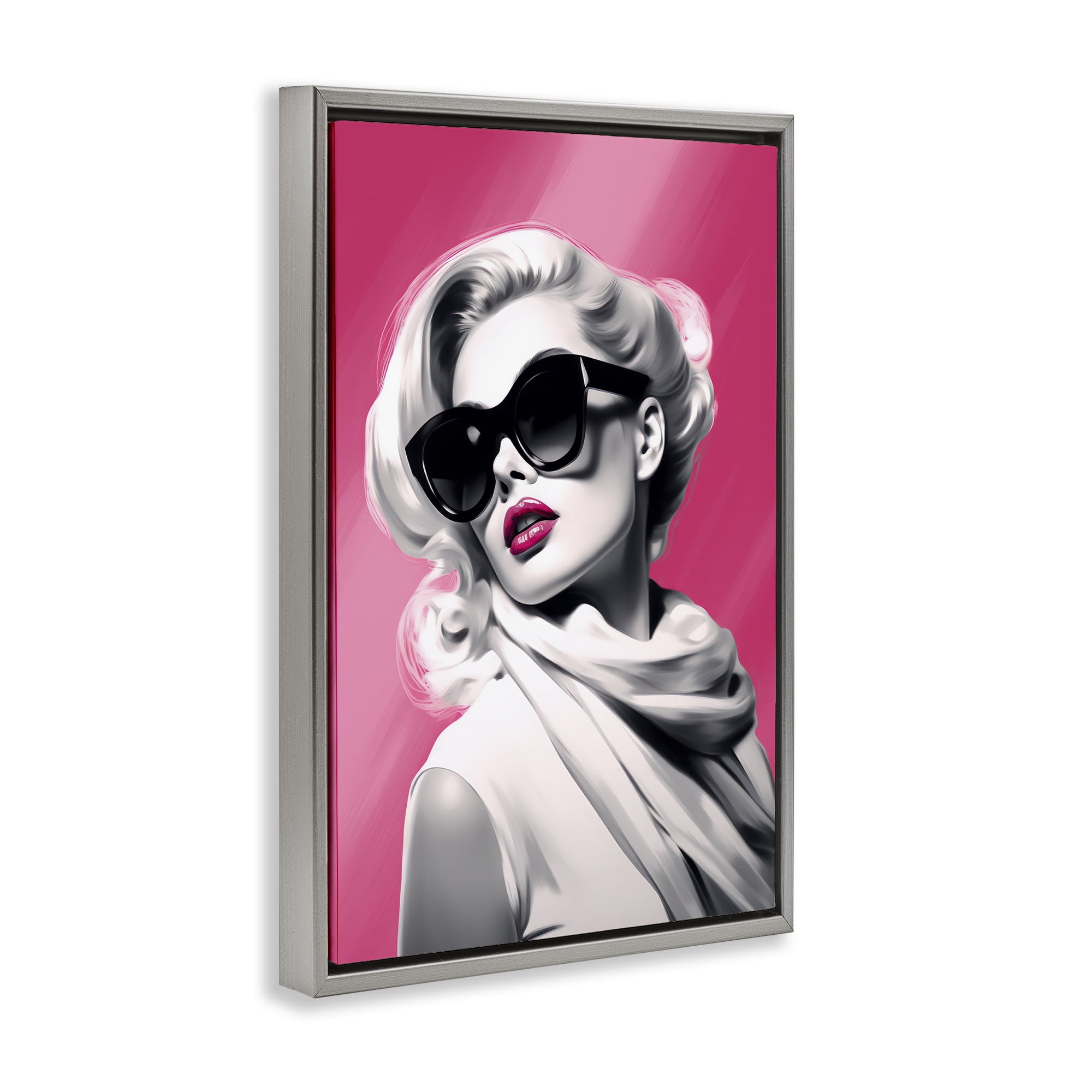 Stupell Industries Vintage Retro Chic Portrait Gray Framed Floater Canvas Wall Art, design by Andrea Haase