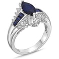 thumbnail image 2 of beryl_creation 925 Sterling Silver 1.40 Ct Marquise Cut Blue Sapphire Halo Engagement Wedding Ring 14K White Gold Plated For Women's -5, 2 of 2