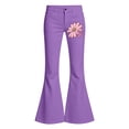 thumbnail image 4 of LRen Girls Flare School Uniform Pants Cancer Awareness Month Print Dressy Pants Elastic High Waisted with Pockets Flare Leg Trousers Tween Denim Pants Age 15-16 Years, 4 of 6