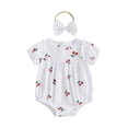 thumbnail image 1 of Ensemble 2 Pcs pour Bébé Fille, Barboteuse à Manches Courtes et Bandeau, 1 of 8