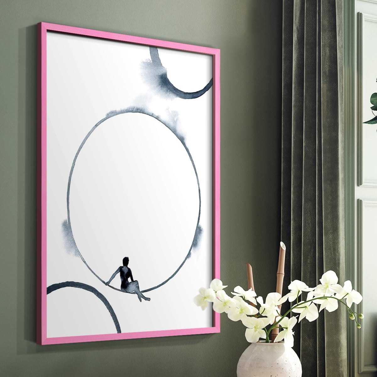 Woman in the Moon II Framed Print - Solid Wood in Single Picture Frame Solid Wood 2 Framed Print