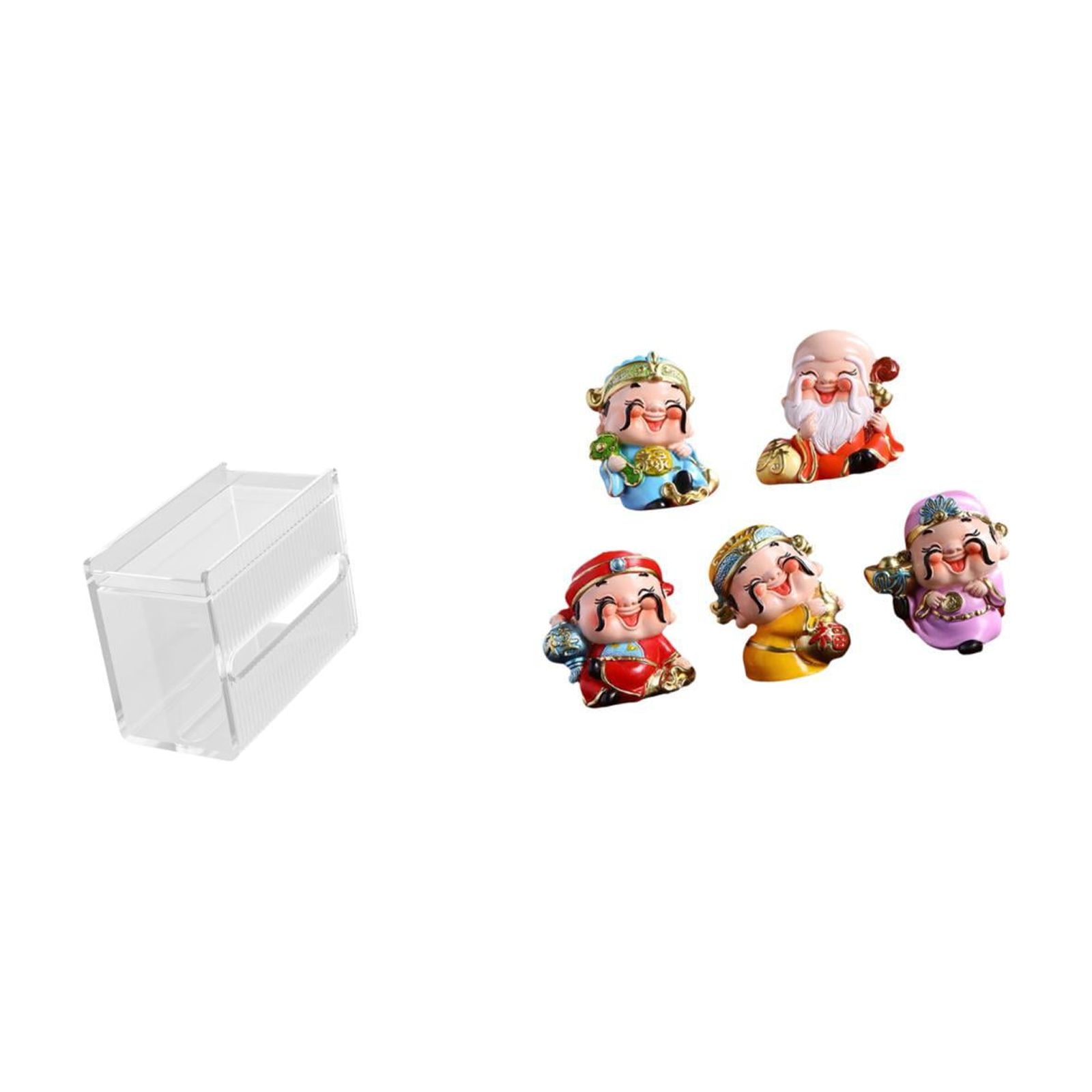 Fiocias Acrylic Toilet Paper Storage Box Modern Paper Towel Dispenser Wall Mounted Toilet Tissue Paper Holder God of Fortune Figurines Tabletop Sculpture Mini