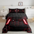 thumbnail image 3 of Feelyou Boys Games Console Full Size Comforter Sets, Mystic Red Honeycomb Bedding Comforter Set, Cartoon Gamepad Theme Reversible Bedding Sets, Lightweight Room Decor, 3 Pieces, 3 of 9