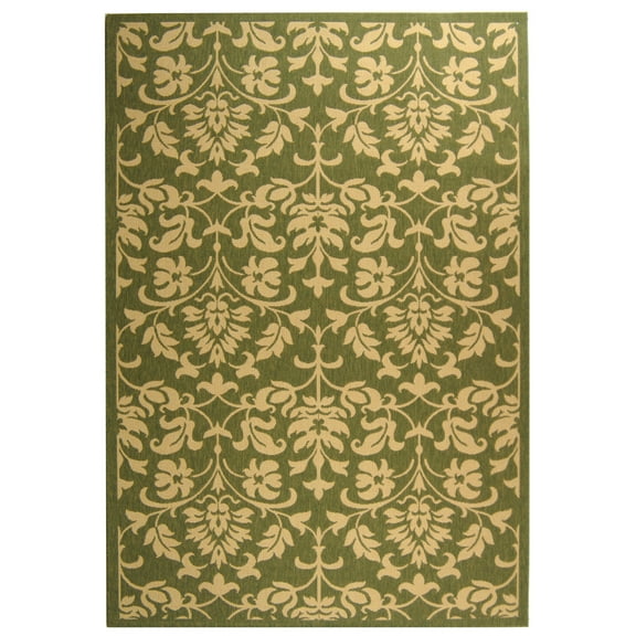 SAFAVIEH Courtyard Yvette Floral Indoor/Outdoor Area Rug, 6'7" x 9'6", Olive/Natural