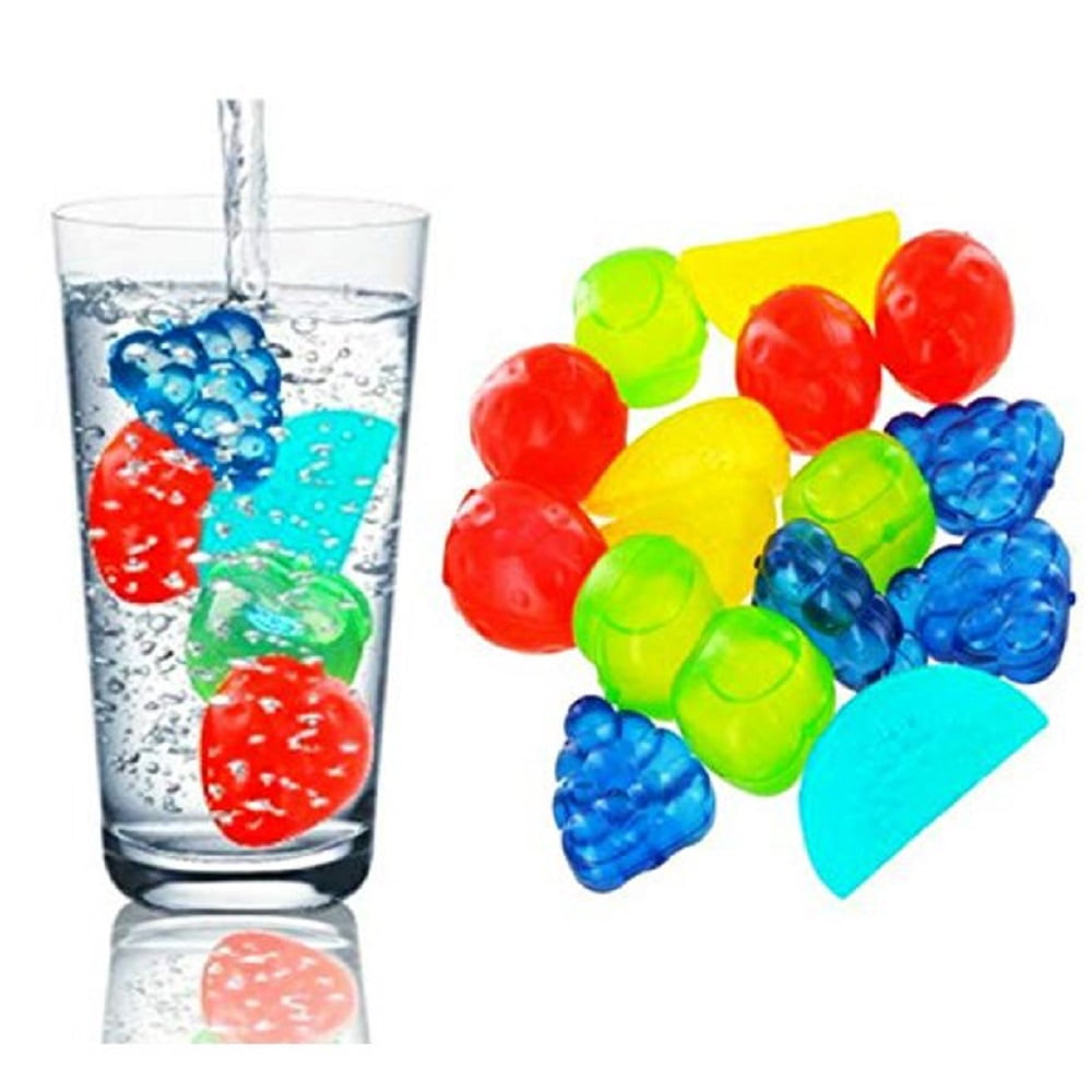 PLASTIC ASSORTED MULTICOLOUR ICE CUBES COOL COLD DRINKS BAR REUSABLE PIECES 