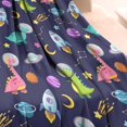 thumbnail image 3 of DarkBlue Cartoon Dinosaurs Space Rockets Pattern Blanket,Comfortable Soft Flannel Throw Blanket,All Season,Warm Lightweight Blankets for Sofa Bed Couch Living Room Chair,30"x40", 3 of 4