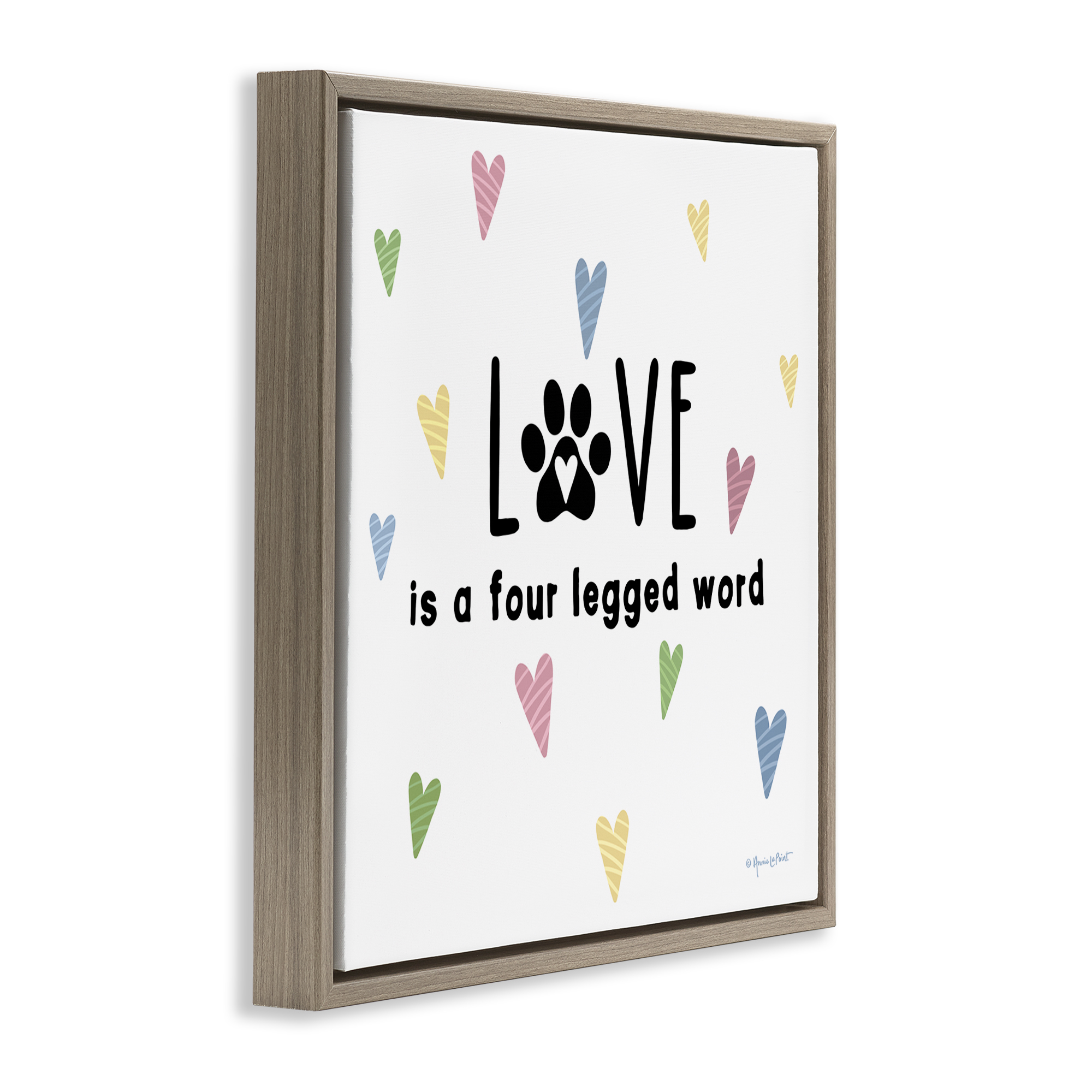 Stupell Industries Love Four Legged Novelty & Humor Painting Brown Floater Framed Canvas Art Print Wall Art, 25 x 25