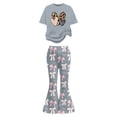 thumbnail image 4 of shoper Girls Short Sets Size 10-12 Outfits Letter Print Short Sleeve T Shirt Tops and Wide Pants Outfits Set Round Neck Loose Fit Activewear Clothing Set for Girls Back To School Clothes, 4 of 5