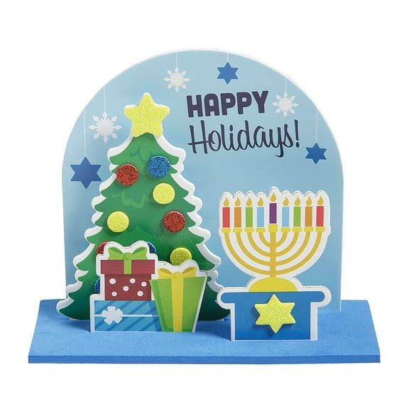 Fun Express 6 1/2" x 5 1/2" 3D Happy Holidays Foam Craft Kits - Makes 12