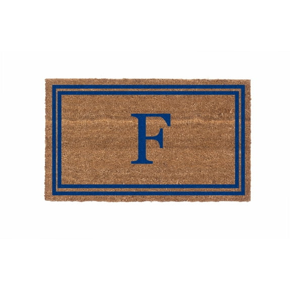 CocoMatsNMore Monogram (O) Vinyl Backed Blue Double Border Doormats 38" x 60"