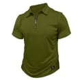 thumbnail image 5 of Dresfit Quarter Zip Polo Shirts Men Short Sleeve Big and Tall Collared T-Shirt Summer 2026 Zipper Business Shirt Lightweight Muscle Fit Golf Tees Army Green 3XL, 5 of 6