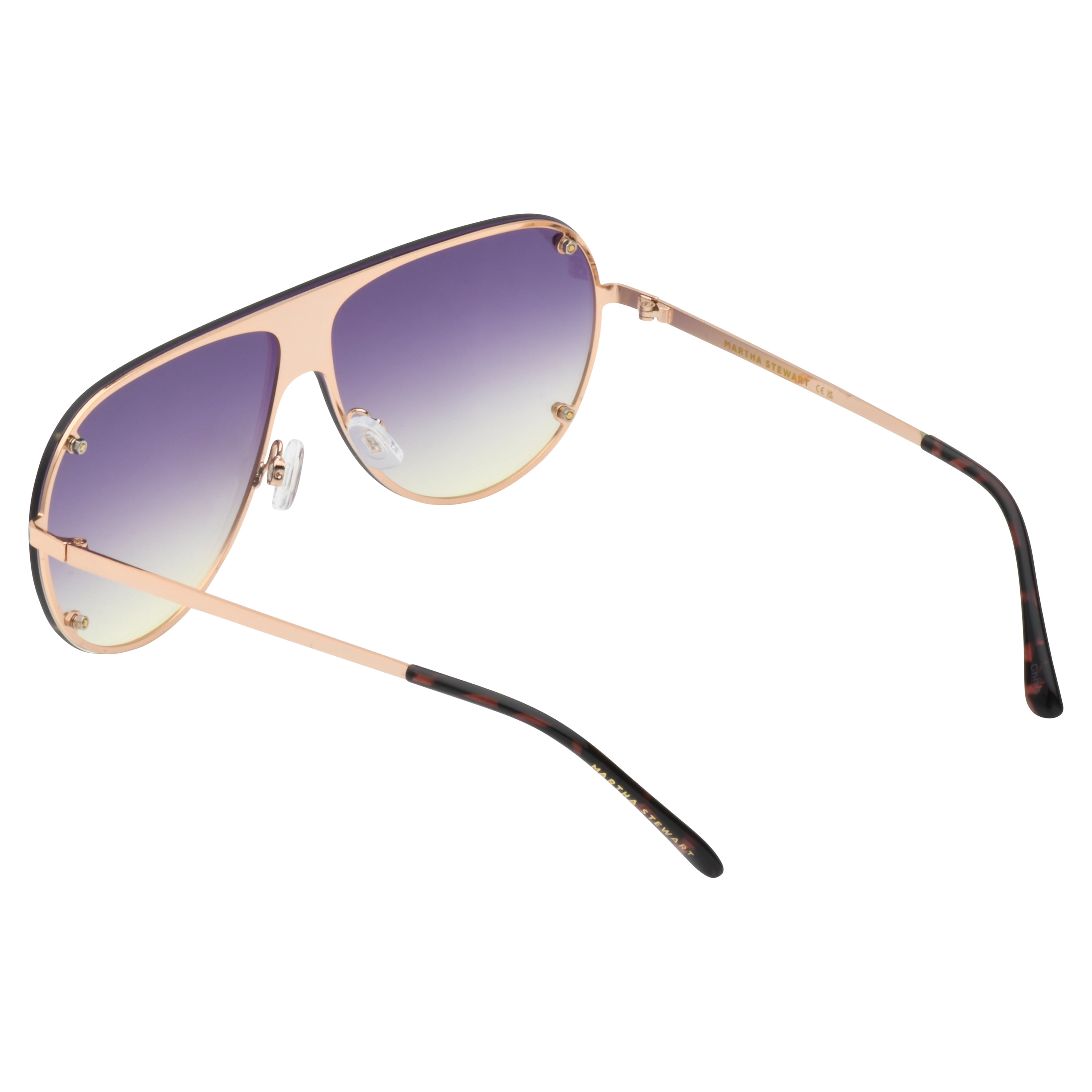 Martha Stewart Women's MS106 Metal UVA and UVB Protective Shield Aviator Fashion Sunglasses, 140mm