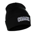 thumbnail image 2 of I&W Sports Team Coach Arch Letters Winter Knit Cuffed Beanie Hat, Black Beanie White Nay, 2 of 2