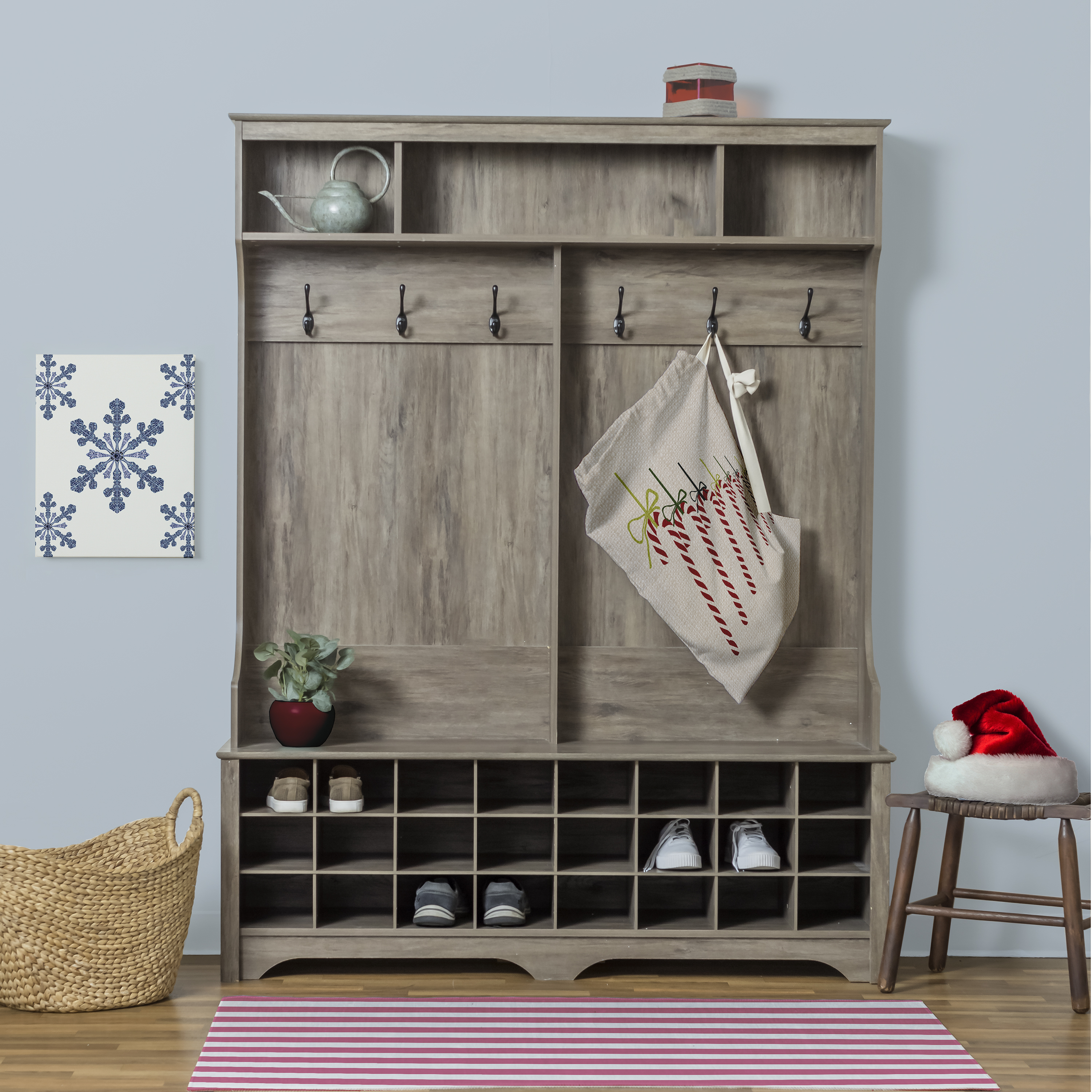 Simply Daisy Candy Canes 28 x 36 in Brown Laundry Bag