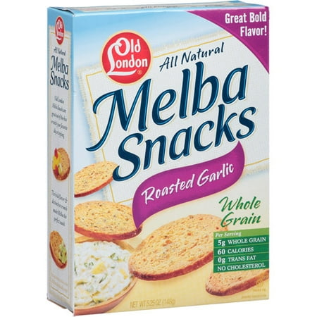 Old London All Natural Roasted Garlic Whole Grain Melba Snacks, 5.25 (Pack of 12)