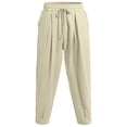 thumbnail image 6 of DayScoop Solid-Color Pants for Men Summer Slacks Fashion Loose Casual Drawstring Elastic-Waist Pocket Full Length Trousers, 6 of 6