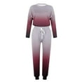 thumbnail image 5 of DailyTrove Women's Long Sleeve Ombre Tracksuit - Gradient Design, Casual Style, Fall & Street Wear,Wine, 5 of 5