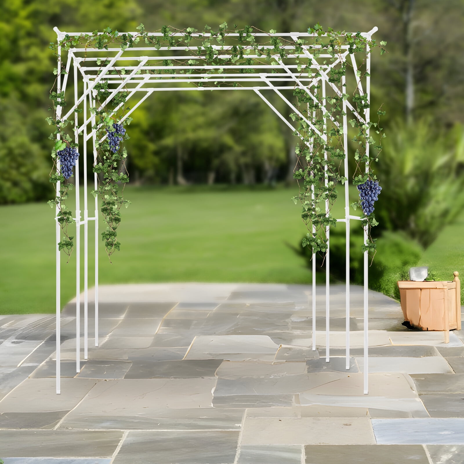 10ft Tall White Garden Trellis - Heavy Duty PE-Coated Steel Plant Support for Climbing Vegetables & Fruits (Tomatoes/Cucumbers/Grapes)