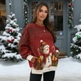 thumbnail image 2 of SCRAWLGOD Christmas Snowman Bell Cane Holly Print Red Womens Sweatshirts Polyester Crewneck Tops Long Sleeve Loose Fit Lightweight Fall Winter Drop Shoulder Casual Pullover with Pockets, S, 2 of 7