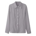 thumbnail image 5 of TGSLY Women's Collared Button Down Tops Slim Fit V Neck Long Sleeve Dress Shirts Lightweight Soft Solid Color Tunic Blouses M, 5 of 9