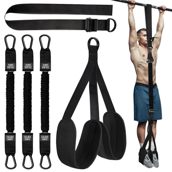 Pull Up Assistance Band Set, Adjustable Resistance Bands with Foot and Knee Rest, Handles and Storage Bag for Strength Training