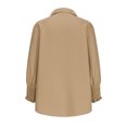 thumbnail image 5 of Inleife Women 2025 Fine Striped Smocked Cuffed Shirts Long Sleeve Collared Blouse With Pocket, 5 of 6