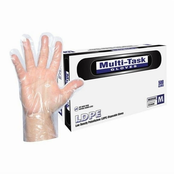 DASH Multi-Task Polyethylene Disposable Gloves, Clear, 0.4 mil, 250/Box, Medium