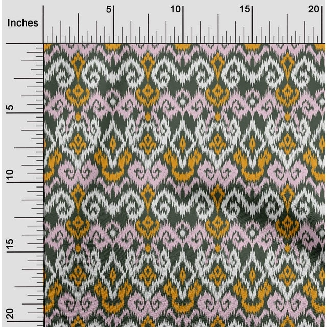 oneOone Silk Tabby Fabric Diamond & Swirl Ikat Printed Fabric 1 Yard 42 Inch Wide