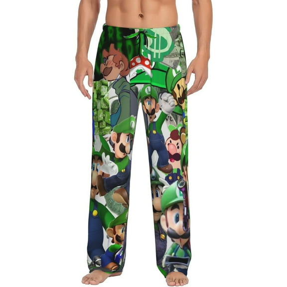Luigi-s Mansion Men's Pajama Long Pants Sleeping Pants Home Sleepwear Soft Pjs Pants