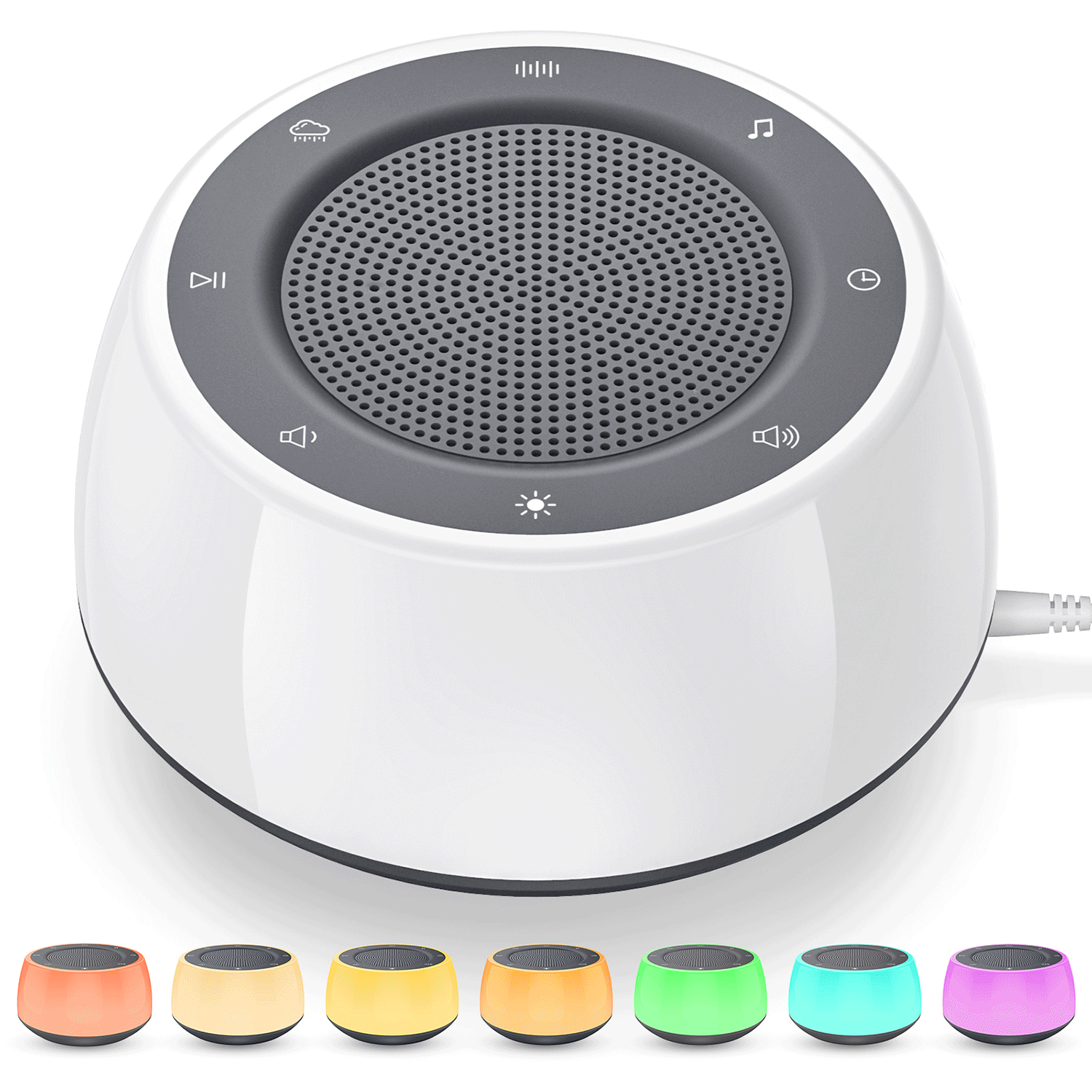 Romanda White Noise Machine for Sleeping Baby Kids, Baby Sound Machine for Sleeping with 7 Colors Night Lights, 6 Natural Sounds Including Rain Sounds & 6 White Noise & 4 lullaby