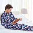 thumbnail image 6 of Lsque flower Skull in starry sky Pattern Long Sleeve Pajama Set for Men - Soft 2-Piece Sleepwear and Loungewear Set with Pockets, Comfy Nightwear-X-Large, 6 of 7