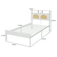 thumbnail image 3 of [Luckynote]Twin Platform Bed with Headboard, White, Rattan Design, LED and Charging Station, No Box Spring Needed, Easy Assembly, 3 of 8