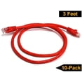thumbnail image 2 of iMBAPrice Câble Patch Ethernet Réseau Cat5e IMBA-CAT5-25RD-10PK (Lot de 10), 25 Pieds, Rouge, 2 of 5