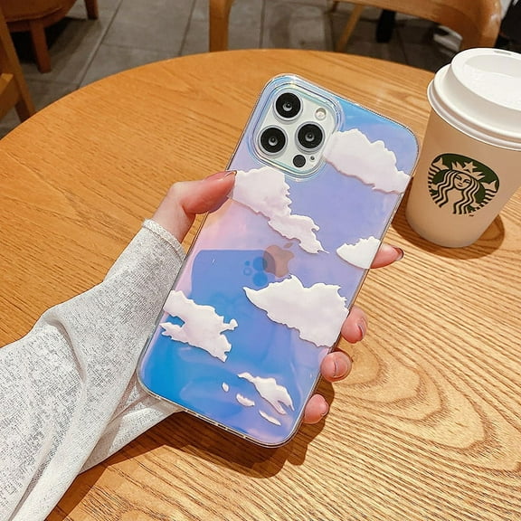 Luxury Aurora Sky Clouds Transparent Phone Case For iPhone 13 12 11 Pro Max 7 8 Plus X XR XS Max SE 2 Laser Acrylic Cases Cover