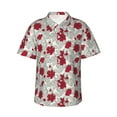 thumbnail image 2 of Xecao Leaves And Anemone Flowers In Red Grey print Hawaiian shirt - a stylish short-sleeve button-down for men, perfect for casual beach and tropical outings., 2 of 9