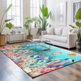 thumbnail image 3 of Area Rugs 5'x7', Seahorse Coastal Carpet Runner Indoor Outdoor Rugs Home Decor Aesthetic, Nautical Ocean Summer Blue Teal Coral Shell Non Slip Mats Washable Accent Rug for Living Room Bedroom, 3 of 8
