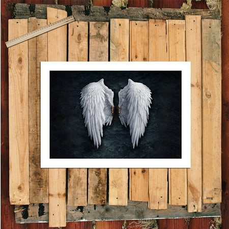 Artwork Painting Abstract Canvas Wall Art of Angel Wings Painting White Art Artwork Wall Decor Modern Stretched and Painting Canvas the Picture For Living Room Decoration Unframed, Black&White ()