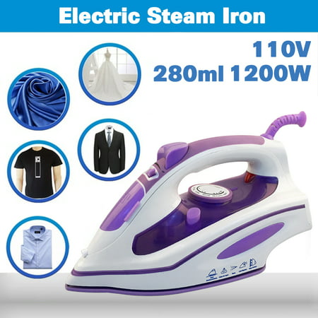 110V 1200W 280ml Ease 360 ° Rotatable Electric Steam Iron For Cloth Travel Home Auto Shut Off Temperature Control Steam /Spray/Dry