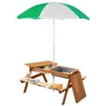 thumbnail image 3 of Outsunny Outdoor Adjustable Kids Picnic Table with Storage and Umbrella, Natural, 3 of 10