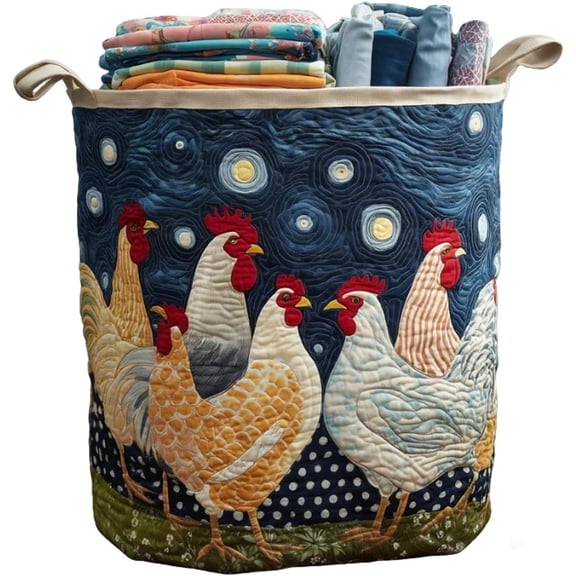 Quilted Laundry Basket Vintage Floral Laundry Hamper with Handles Foldable Storage Basket for Clothes