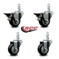 thumbnail image 2 of 3 Inch Black Polyurethane Wheel Swivel 7/8 Inch Square Stem Caster Set 2 Brakes, 2 of 2