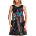 thumbnail image 1 of Bixox Robe Sans Manches à Imprimé Tortue Colorée pour Femmes avec Poches, Robe Décontractée Longueur Genou pour l'Été-3x-Grand, 1 of 7