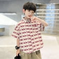 thumbnail image 5 of BRGZLK Boys Hawaiian Shirts Trendy Tropical Relaxed Fit Short Sleeve Button Down Tops Casual Floral Beach Shirt for Kids Summer Vacation Red 6-7Y, 5 of 6