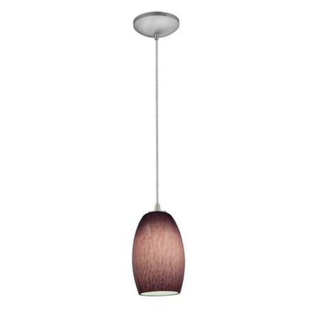 

Sydney Chianti 28078-1C-BS-PLC 1 Light Cone Glass Pendant in Brushed Steel with Plum Cloud Glass